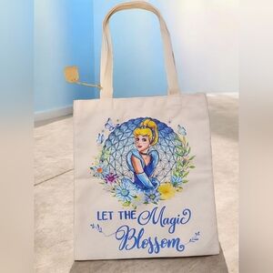 NWT Cinderella Canvas Tote Bag - Cream and Blue